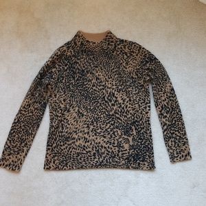 Leopard print soft warm turtleneck sweater